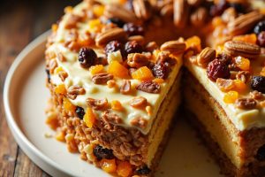 Пошаговый рецепт Орехового торта с медом и сухофруктами.