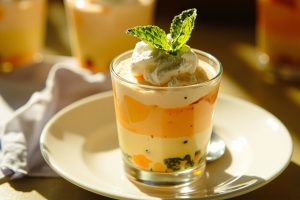 Пошаговый рецепт Фруктового мусса с манго и мятой.