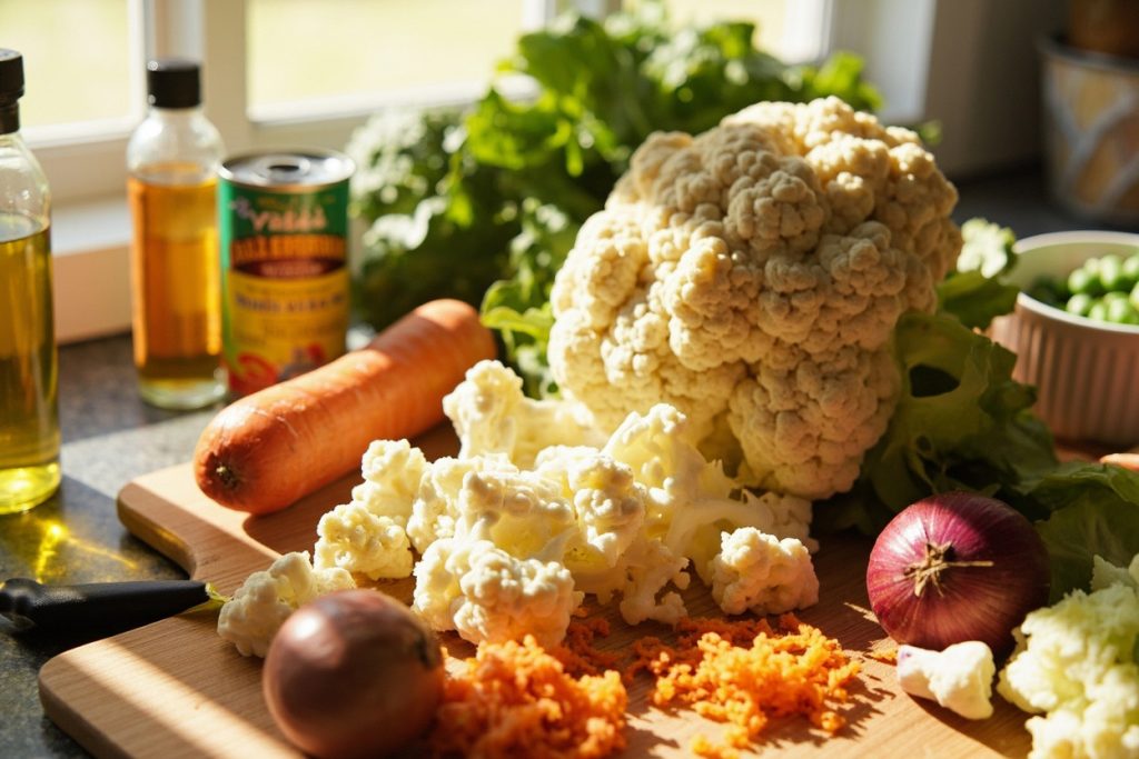 Пошаговый рецепт салата с цветной капустой и карри.