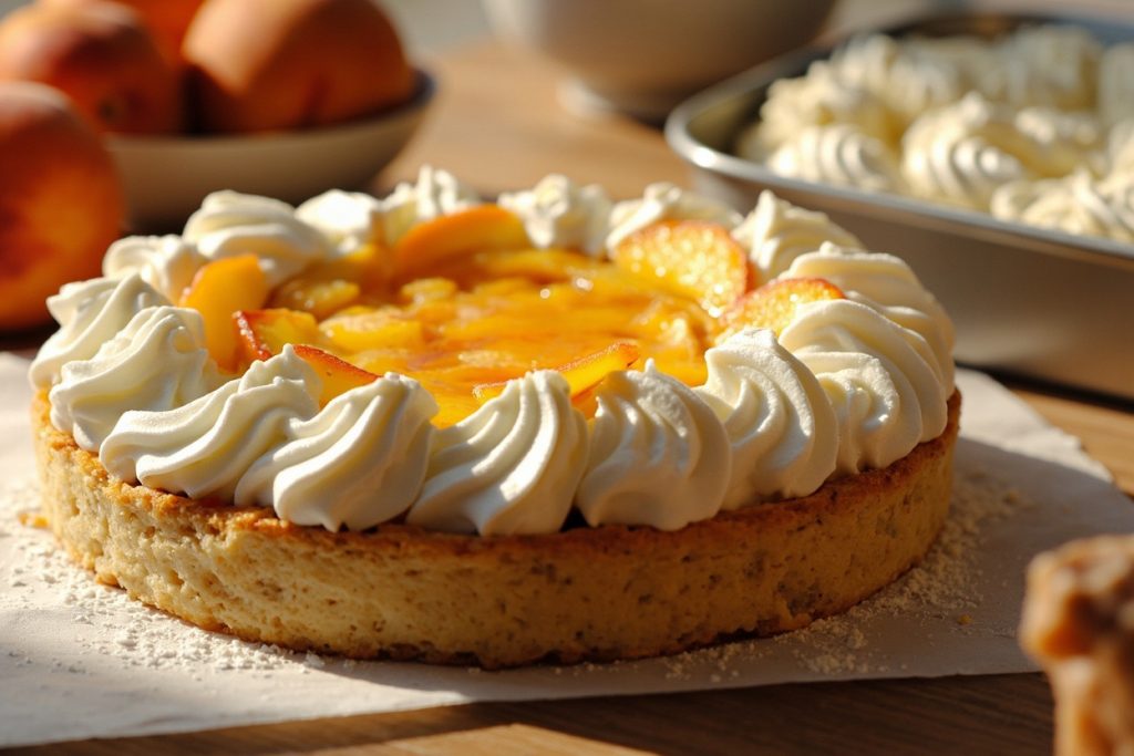 Как приготовить Пирожное с персиками и сливочным кремом: пошаговая инструкция.