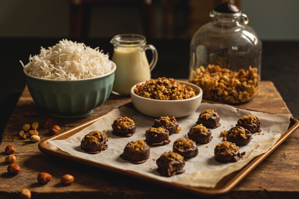 Как сделать Кокосовые конфеты с орехами: пошаговая инструкция.