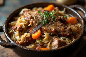 Тушеная свинина с квашеной капустой: пошаговый рецепт.