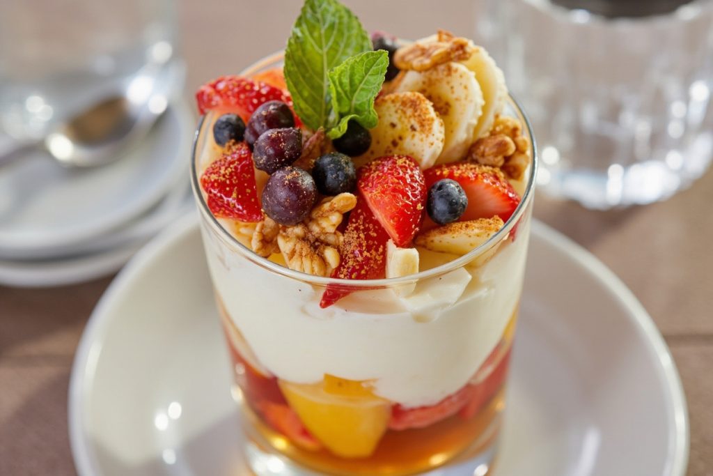 Как приготовить Десерт в стакане с йогуртом и фруктами: пошаговая инструкция.