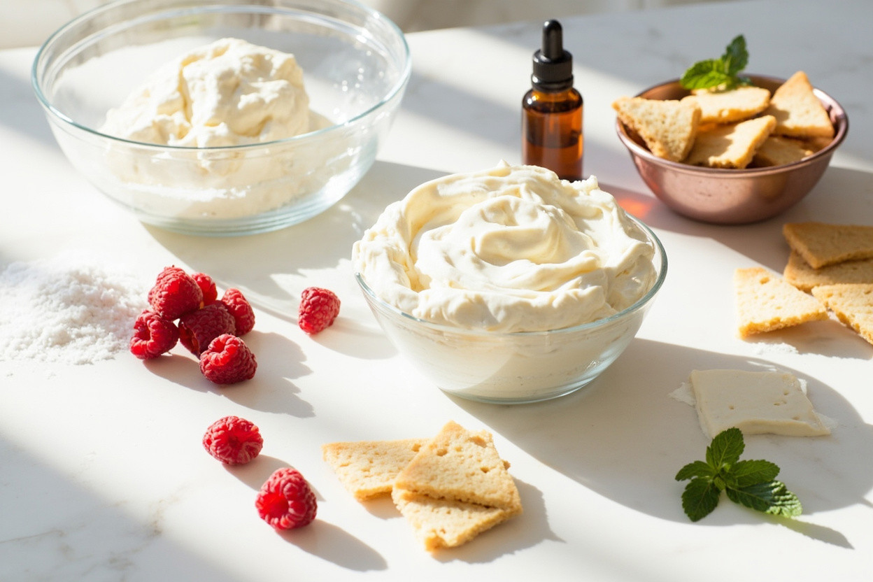 Пошаговый рецепт Десерта с маскарпоне и малиной.