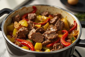 Говядина с перцем и картофелем в мультиварке: пошаговое руководство.