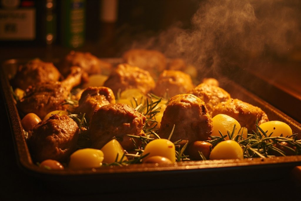 Запеченные куриные голени с картофелем и розмарином: пошаговое руководство.