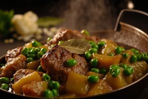 Говядина с картофелем и зеленым горошком: пошаговый рецепт.