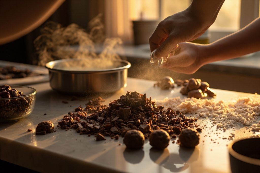 Как приготовить Шоколадные трюфели с кокосовой стружкой: пошаговая инструкция.