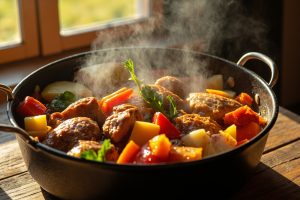 Тушеная курица с картошкой и перцем: пошаговый рецепт.