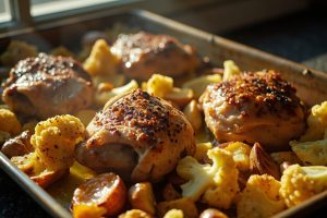 Курица с картофелем и цветной капустой в духовке: пошаговое руководство.