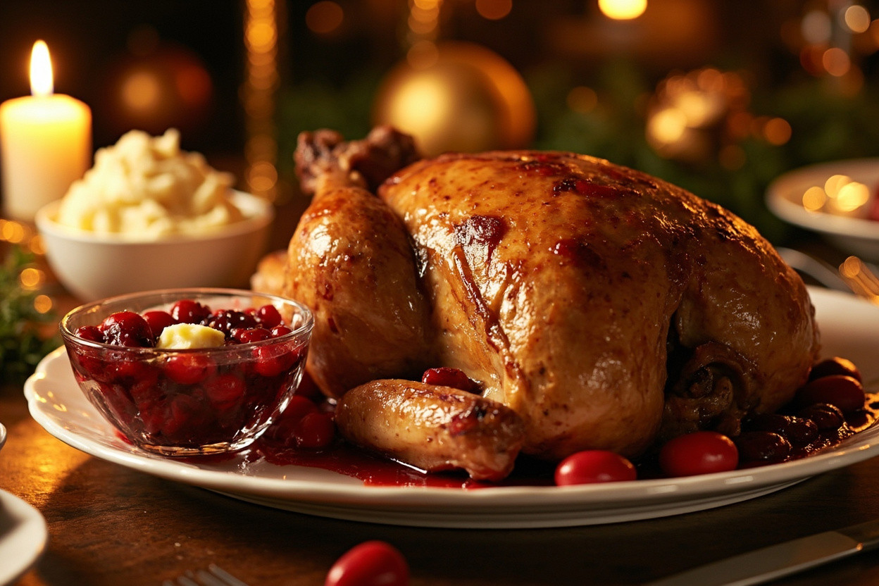 Индейка с клюквенным соусом и картофельным пюре: пошаговый рецепт.