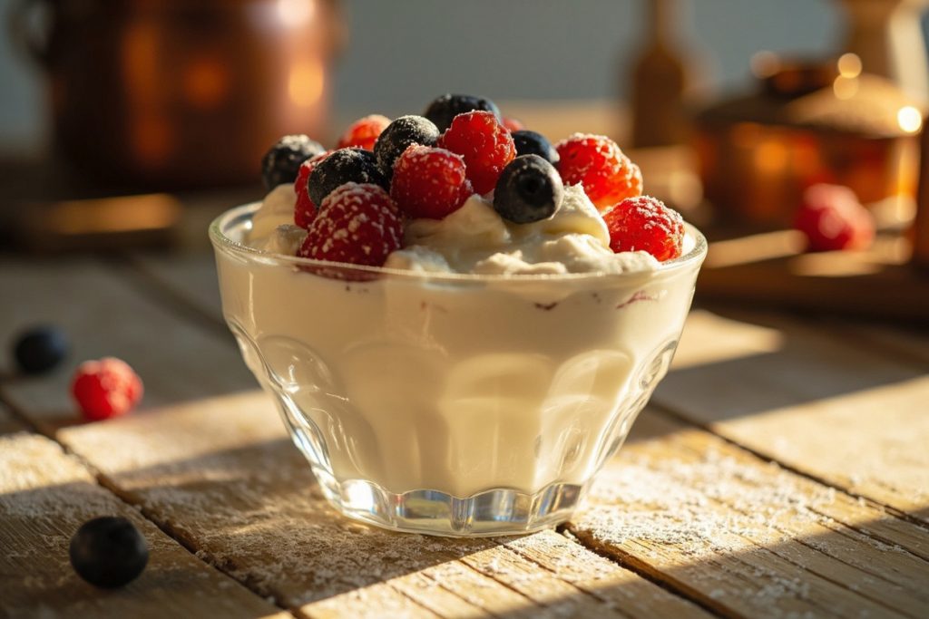 Пошаговый рецепт Ванильного крема с ягодами.