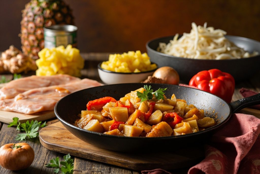 Курица с ананасами и сладким соусом: пошаговое руководство.