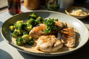 Курица с брокколи и сливочным соусом: пошаговый рецепт.