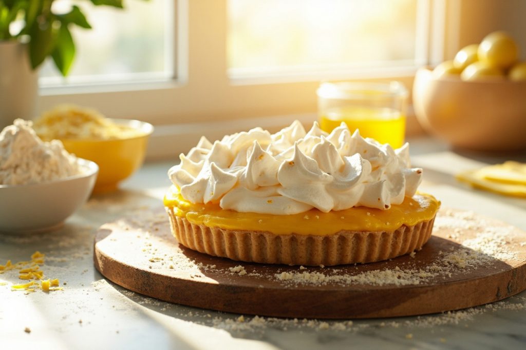 Пошаговый рецепт Лимонного тарта с безе.