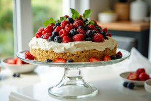 Как сделать Торт без выпечки с творожным кремом и ягодами: пошаговая инструкция.