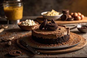 Пошаговый рецепт Шоколадного чизкейка с печеньем.