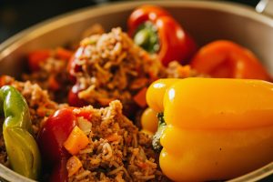 Фаршированные перцы мясом и рисом: пошаговый рецепт.