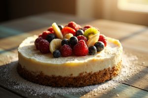 Пошаговый рецепт Фруктового чизкейка с печеньем.