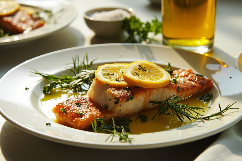 Рыба, запеченная с лимоном и зеленью: пошаговый рецепт.