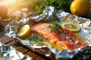 Рыба, запеченная в фольге с лимоном и зеленью: пошаговый рецепт.