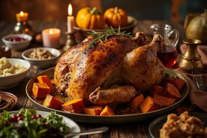 Запеченная индейка с тыквой и специями: пошаговый рецепт.