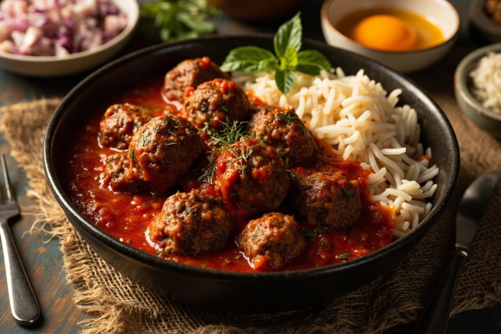 Тефтели из говядины с рисом в томатном соусе: пошаговый рецепт.