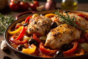 Курица с перцем и оливками в томатном соусе: пошаговое руководство.