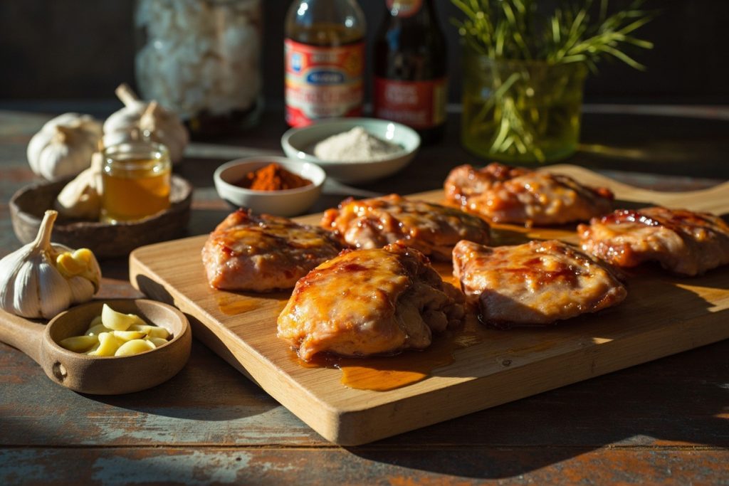 Запеченные куриные бедра с медом и чесноком: пошаговое руководство.