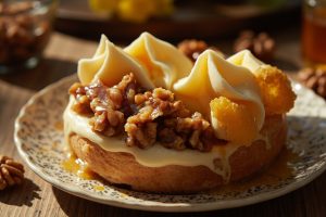 Пошаговый рецепт Пирожного с ореховой начинкой и медовым кремом.