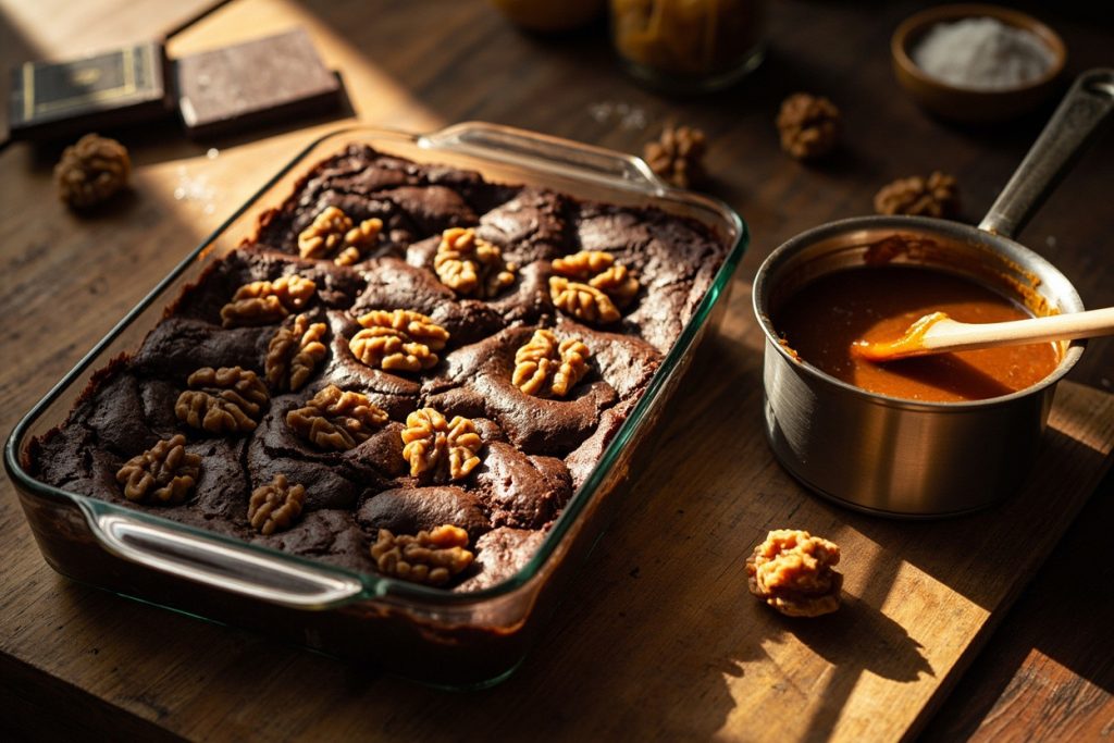 Как приготовить Брауни с орехами и карамельным соусом: пошаговая инструкция.