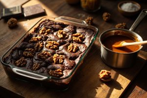 Как приготовить Брауни с орехами и карамельным соусом: пошаговая инструкция.