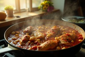 Курица с фасолью и кукурузой в томатном соусе: пошаговое руководство.