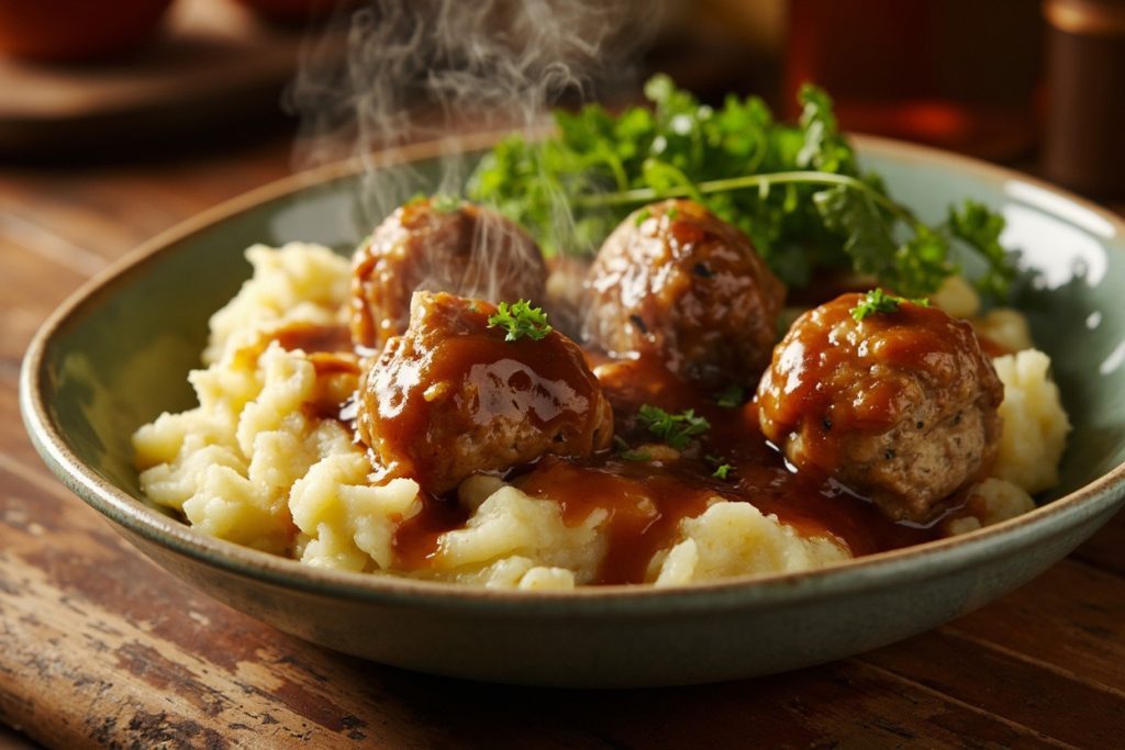 Тефтели из индейки с картофельным пюре: пошаговый рецепт.