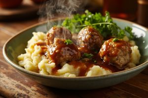 Тефтели из индейки с картофельным пюре: пошаговый рецепт.