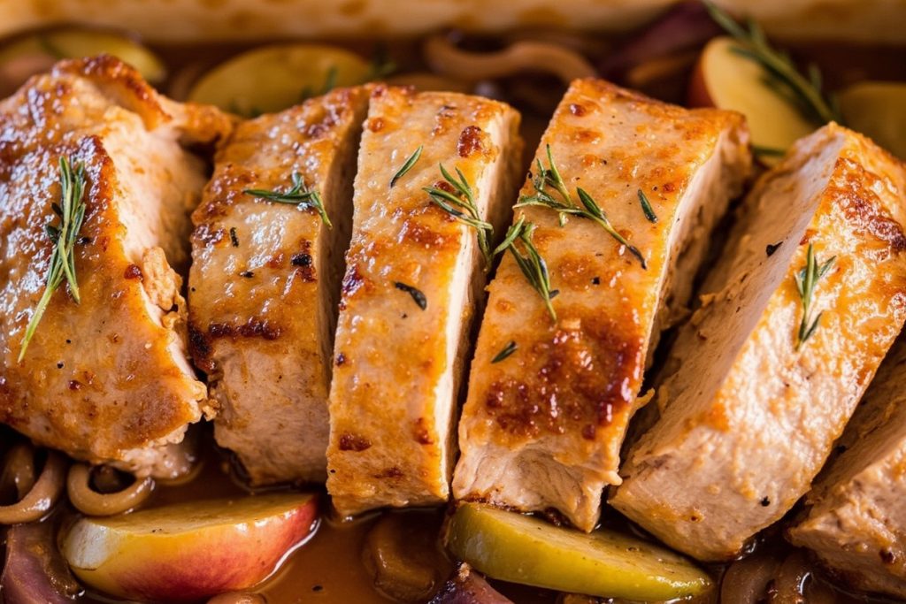 Свинина, запеченная с яблоками и луком: пошаговый рецепт.