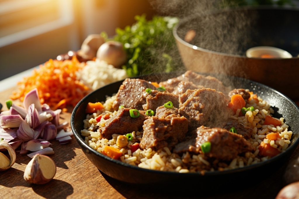 Плов с бараниной и овощами: пошаговое руководство.