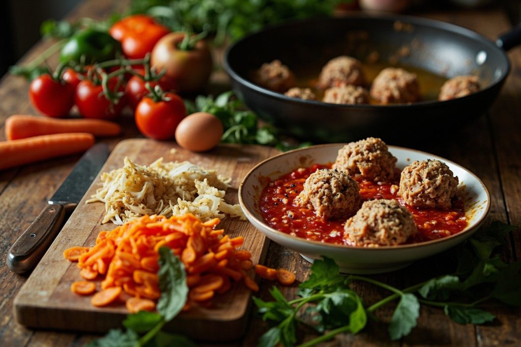 Куриные фрикадельки с овощами в томатном соусе: пошаговый рецепт.