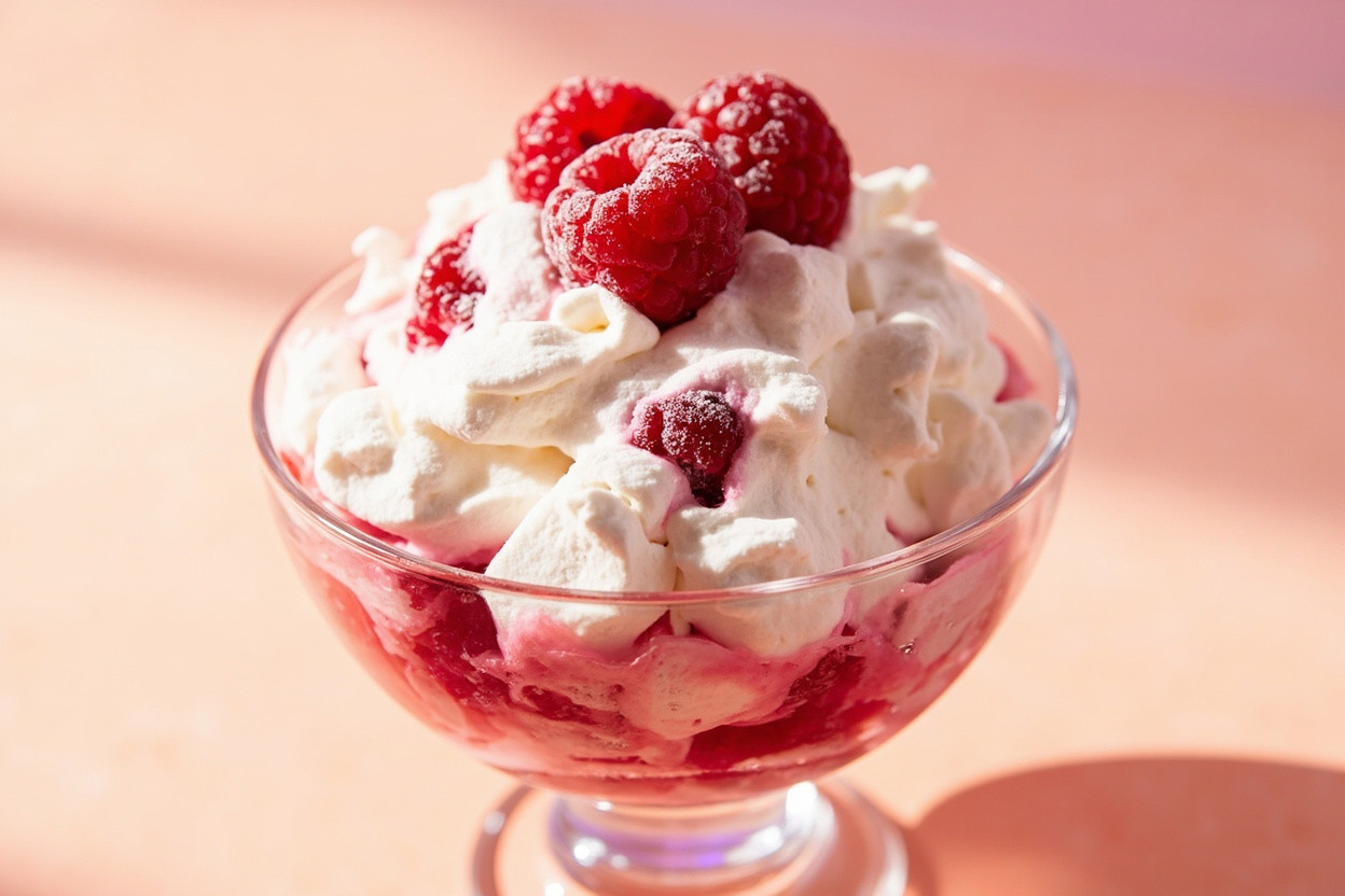 Пошаговый рецепт Зефирного десерта с малиной.