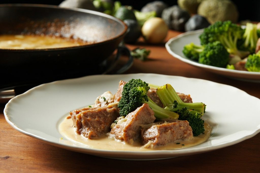 Телятина с брокколи и сливками: пошаговое руководство.