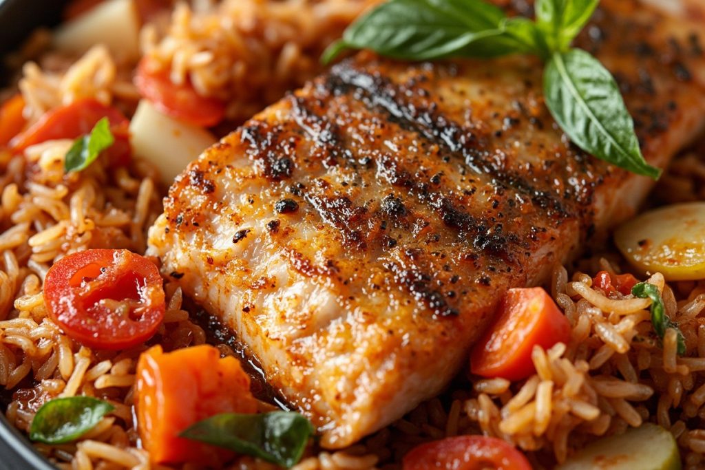 Рыба с рисом и овощами в томатном соусе: пошаговое руководство.