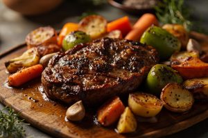 Печеная говядина с овощами и чесноком: пошаговый рецепт.