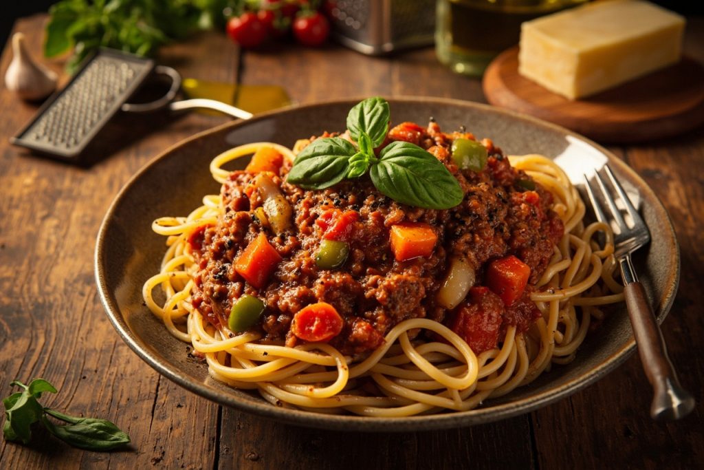 Спагетти с мясным соусом и овощами: пошаговое руководство.