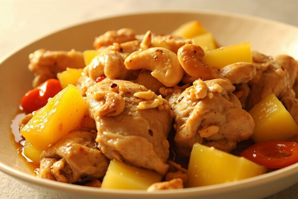 Курица с ананасами и кешью: пошаговый рецепт.