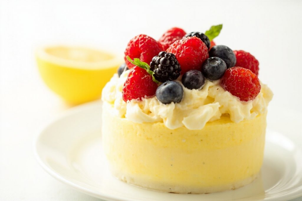 Пошаговый рецепт Лимонного мусса с свежими ягодами.