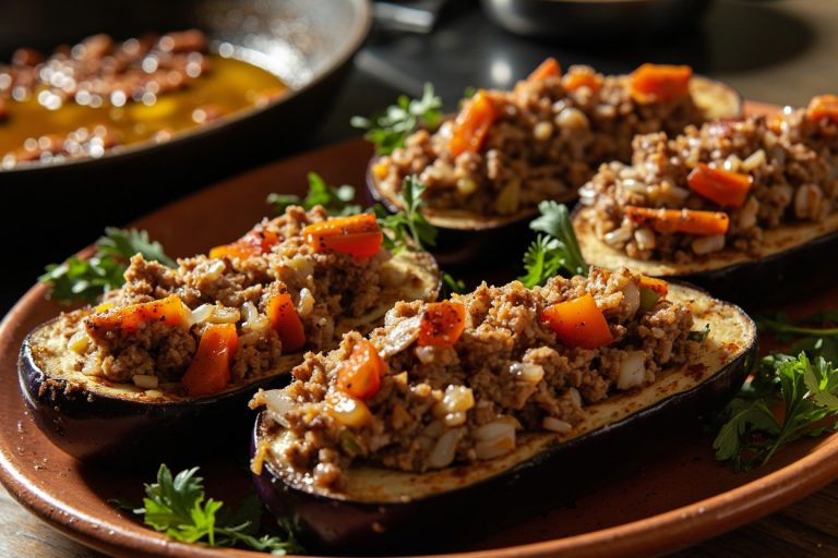Фаршированные баклажаны мясом и рисом: пошаговый рецепт.
