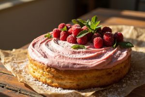 Пошаговый рецепт Песочного торта с малиновым кремом.