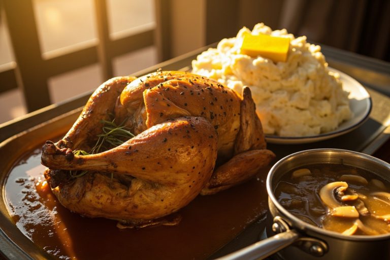 Индейка с картофельным пюре и грибным соусом: пошаговое руководство.