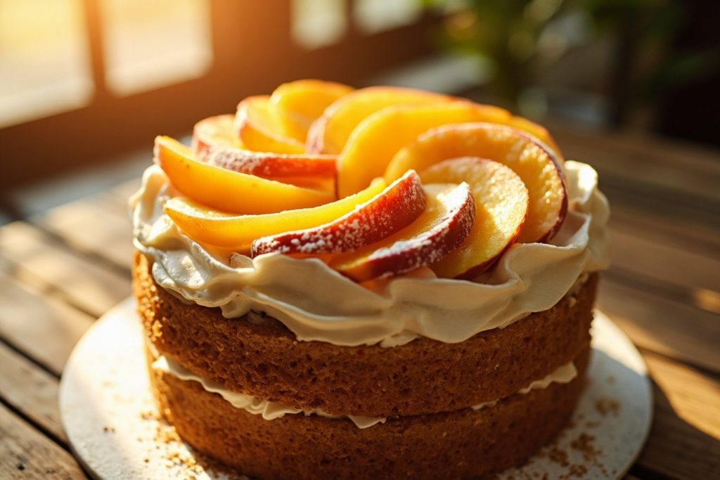 Как сделать Торт с персиками и ванильным кремом: пошаговая инструкция.