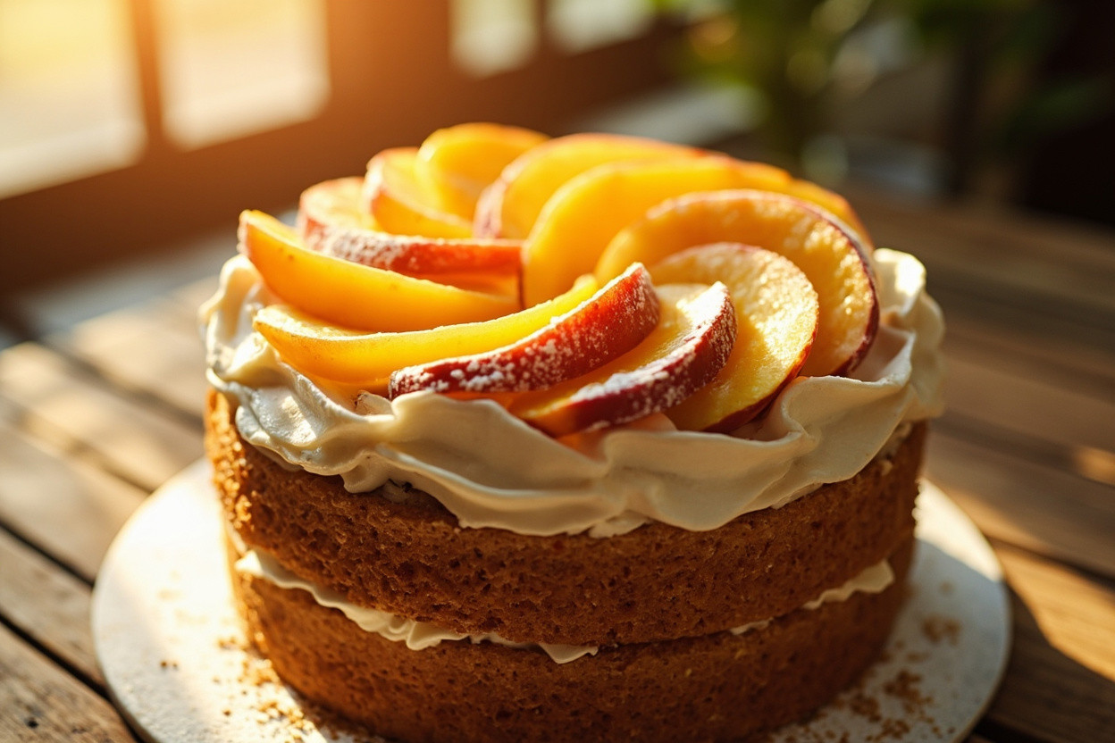 Как сделать Торт с персиками и ванильным кремом: пошаговая инструкция.